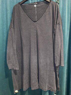 SINEW MOON PINCH OF GRACE OVERSIZED LS TEE KNEE LENGTH ONYX BLACK HEMP JERSEY
